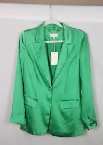 Giacca blazer Skies Are blu grande Kelly verde raso sartoriale giorno di San Patrizio - Foto 1 di 11