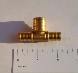 25 PIECE 1/2" X 1/2" X 3/4" PEX TEE BRASS CRIMP FITTINGS ( LEAD FREE ) - Picture 1 of 3