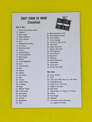 2001 Raw Is War WWF Fleer Skybox Checklist Wrestling Trading Card 2 Of 2 WWE - Image 1 of 2
