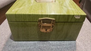 Vintage Porta File Cancelled Check Organizer Ballonoff Metal Green Woodgrain  - Picture 1 of 6