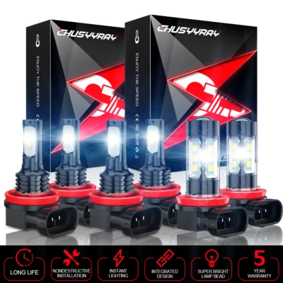 for 2016 2017 2018 Nissan Maxima LED Headlight Hi/Lo+Fog light Combo 6 Bulbs Kit - Image 1 of 4