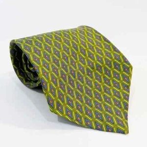 J. Crew Mens Mod MCM Abstract Colorful 100% Silk Neck Tie Classic Width Green - Picture 1 of 4