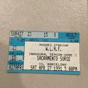 Boleto de fútbol americano Sacramento Surge v Barcelona World League 1991 27 de abril - Imagen 1 de 8