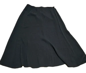 Eileen Fisher Flare Knee Length Silk Spandex Blend Black Skirt Size XL Side Zip - Picture 1 of 6