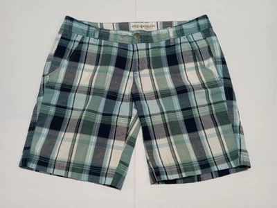 Pantalones Cortos Aeropostale Mujer Verde Gris A Cuadros Tiro Bajo Chino 8" Talla 5/6 Foto 1 de 4