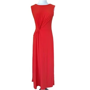 BOSTON PROPER Knot Front Maxi Dress Small Red Stretch Jersey Formal Casual  - Picture 1 of 8