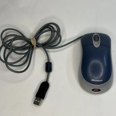 Microsoft Optical Mouse Blue Wired USB PS2 Compatible Optical Clean works TESTED - Image 1 of 4