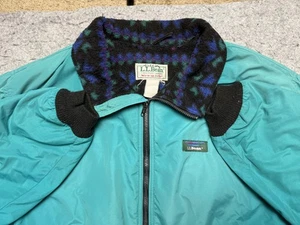 Vintage L.L.Bean Warm-Up Jacket Mens Large Teal Fleece Lined Zip Bomber 90s - Picture 1 of 15