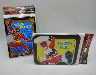 90's Power Rangers Kids Party Invitations 8 Pack SEALED & Thank You Cards 8 New - Image 1 of 4