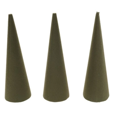 Lot de 3 cônes de sapin en mousse verte pour Noël - Blocs de fleurs - Imagen 1 de 4