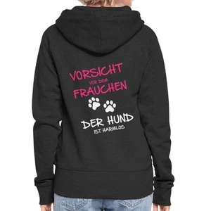 Vorsicht Vor Dem Frauchen Hund Ist Harmlos Spruch Frauen Premium Kapuzenjacke - Bild 1 von 13