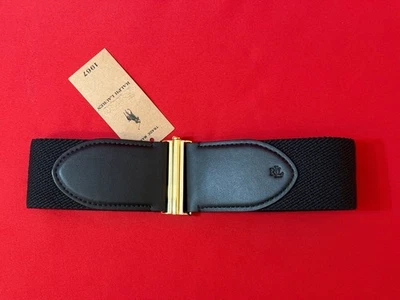$100 Sz X Small  25.5” ❤️ Authentic Lauren Ralph Lauren 2.25" Stretch Black Belt - Image 1 of 4