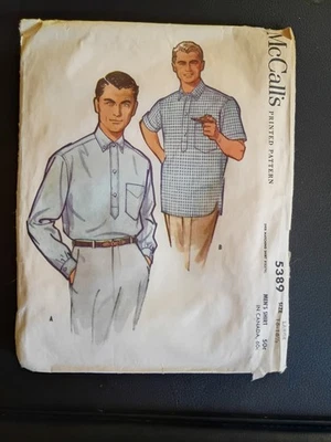 1960s Men’s Large Shirt Sewing Pattern 5389 Size 16-16.5 Vintage McCalls  - Image 1 of 4