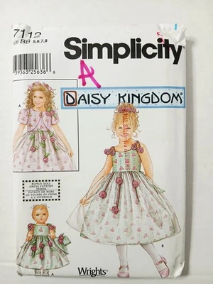 7112 Simplicity Sewing Pattern. Daisy Kingdom Girls Childs Dress & Jacket Sz 5-8 - Image 1 of 3