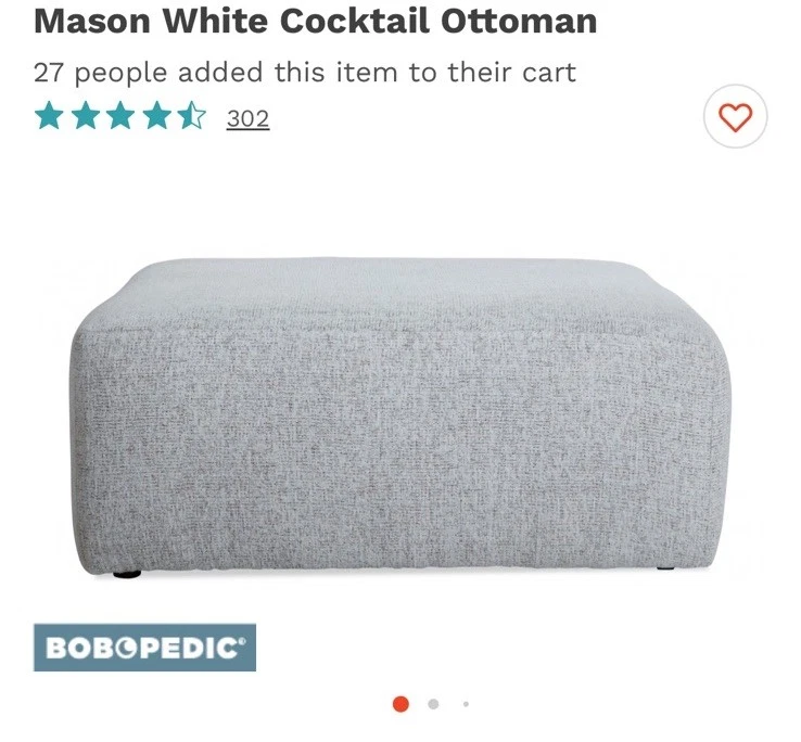 Nueva otomana de cóctel blanca Mason - Muebles de descuento Bob’s - SOLO RECOGIDA  Foto 1 de 2