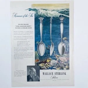 1950 Romance of the Sea Sterling Silver, Wallace Silversmiths Vintage Print Ad - Picture 1 of 1