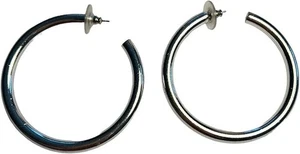 2" Large Silver Hoop Earrings - Picture 1 of 1