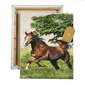 Kastanie Araber Pferd Weide Spiel Leinwand Wandbild - Bild 1 von 1