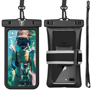 Floating Waterproof Phone Pouch Large Underwater Case Dry Bag With Lanyard Black - Picture 1 of 3