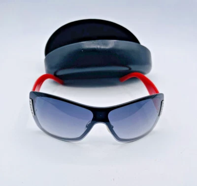 Óculos de sol feminino Ralph Lauren RA4009 armação plástica preta envoltório aro completo com estojo - Imagem 1 de 4