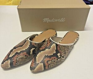 Madewell Remi Mules US 7.5 Snakeskin SnakeEmbossed Leather Slip On Shoes NEW