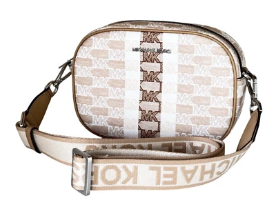 MICHAEL KORS JET SET TRAVEL MD OVAL CAMERA CROSSBODY BAG MK CAMEL MULTI - Image 1 of 4