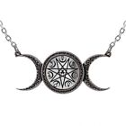 Alchemy Triple Moon Elven Star Pendant Magical Phase Planet Symbols + Free Pouch