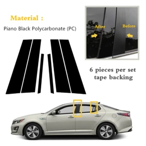 Decal Covers 6Pcs Door Trim Pillar Posts Black Kit Fit For KIA Optima 2011-2015 - Imagen 1 de 12