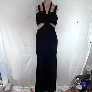 Express Negin Mirsalehi  Long Strappy  Dress Sz S. Black Rayon Blend - Picture 1 of 9