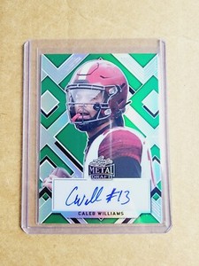 2022 LEAF METAL DRAFT CALEB WILLIAMS ROOKIE GREEN PRIZM AUTO RARE SP #/10 !