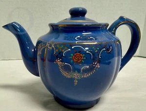 Vintage*handbemalt*Made in Japan*blaue Teekanne Mid Century*24300i S142 - Bild 1 von 12