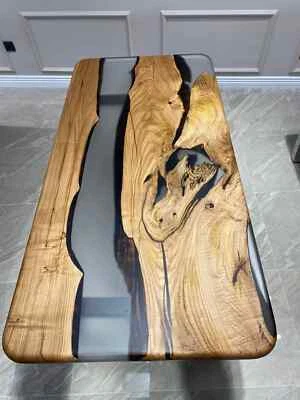 Chestnut River Epoxy Dining Table | Custom Live Edge Resin Table | Smokey resin - Image 1 of 4