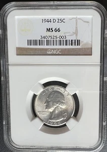 1944-D 25C Washington Silver Quarter NGC MS 66 - Picture 1 of 2