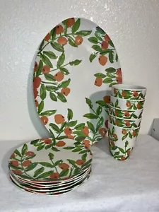 Anthropology Orange Melamine Serving Plate, Side Plate and Tumbler - Picture 1 of 5