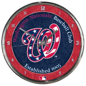 Washington Nationals 12 Inch WinCraft Chrome Plastic Wall Clock - Picture 1 of 2