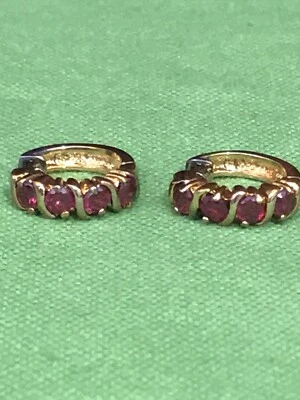 Ruby Crystal Hoop Earrings - Image 1 of 4