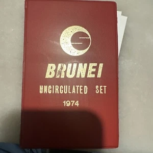 Brunei 1974 5 Coins Uncirculated Specimen Mint Set within Folder Out-Catalog - Picture 1 of 2
