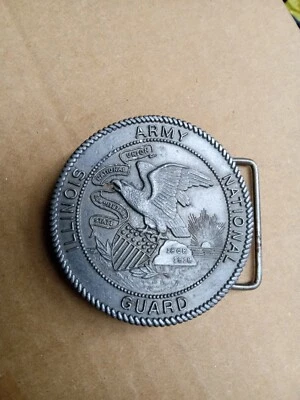 ILLINOIS EJÉRCITO GUARDIA NACIONAL EDICIÓN LIMITADA HEBILLA CINTURÓN EXCELENTE ESTADO Foto 1 de 2