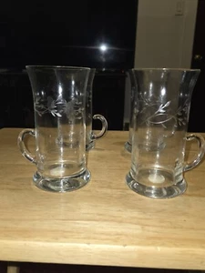 4 VTG Princess House Exclusive #376 Etched Floral Crystal Irish Mugs RETIRED - Picture 1 of 6