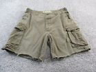 VINTAGE AE Supply Cargo American Eagle Mens Shorts Size 36x8 Green Army Distress