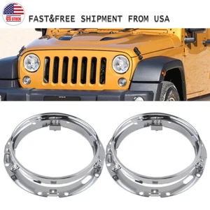 2x 7" Round LED Headlight Mounting Bracket Ring for Jeep Wrangler JK Lamp Holder - Picture 1 of 7