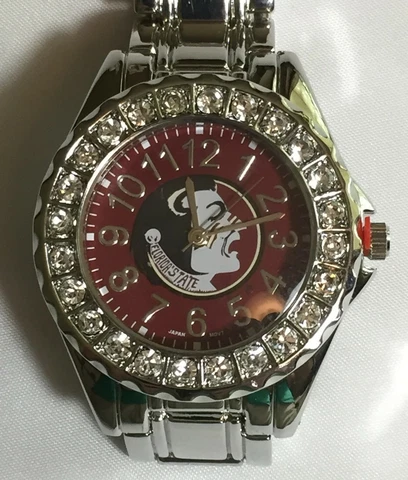 New Florida State Seminoles Ladies Watch, Bracelet, Metal, Crystal, Free Battery Cover