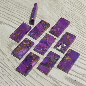 Natural Purple copper turquoise Unique Jewelry Supply Rectangle Cabochon - Picture 1 of 10