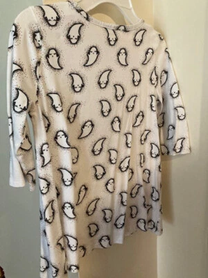 GYMBOREE MANGA 3/4 OTOÑO FESTIVAL HALLOWEEN BLANCO FANTASMA TOP NIÑA TALLA 7/8 Foto 1 de 4