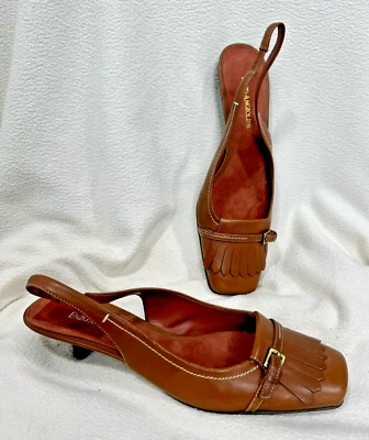 Винтажный Enzo Angiolini коричневый кисточки слинга назад туфли сказка кожи 6 - Изображение 1 из 4