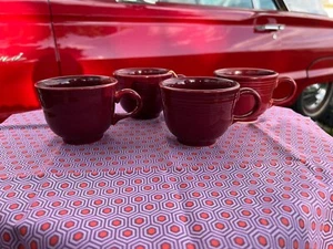 Cranberry Fiesta Tea Cups Set of 4 - Picture 1 of 3