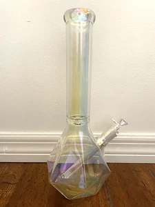 14" irisierende Glas Wasserpfeife geometrisch Diamant 14 mm - Bild 1 von 2