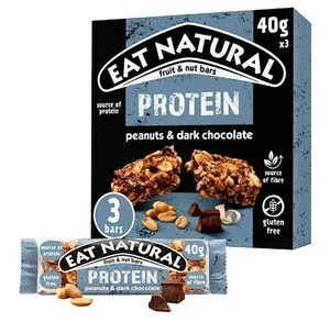 Eat Natural Protein Fruit & Nut Bars Peanuts & Dark Chocolate 3x40g F&F - Picture 1 of 1