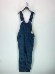 Fat Face Black Corduroy Dungaree Straight Leg Button Side Pockets UK 12L NEW - Picture 1 of 8