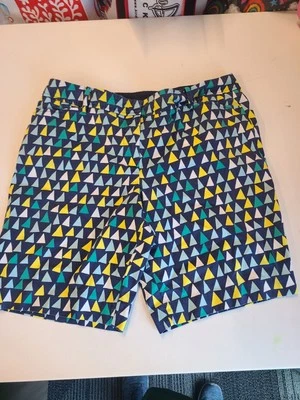 Bermudas Talbots 10" Perfectas Mujer Talla 12P Azul Amarillo Patrón Triángulo Foto 1 de 4